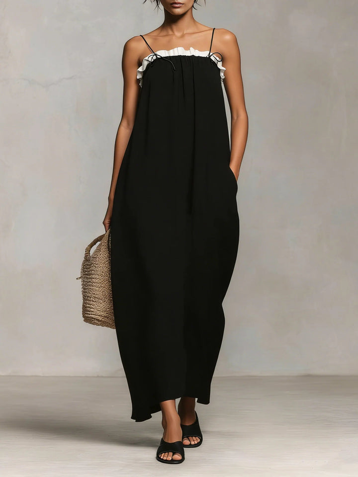 Mirelle | Vestido Maxi – Con Tirantes de Spaghetti y Detalles Coloridos