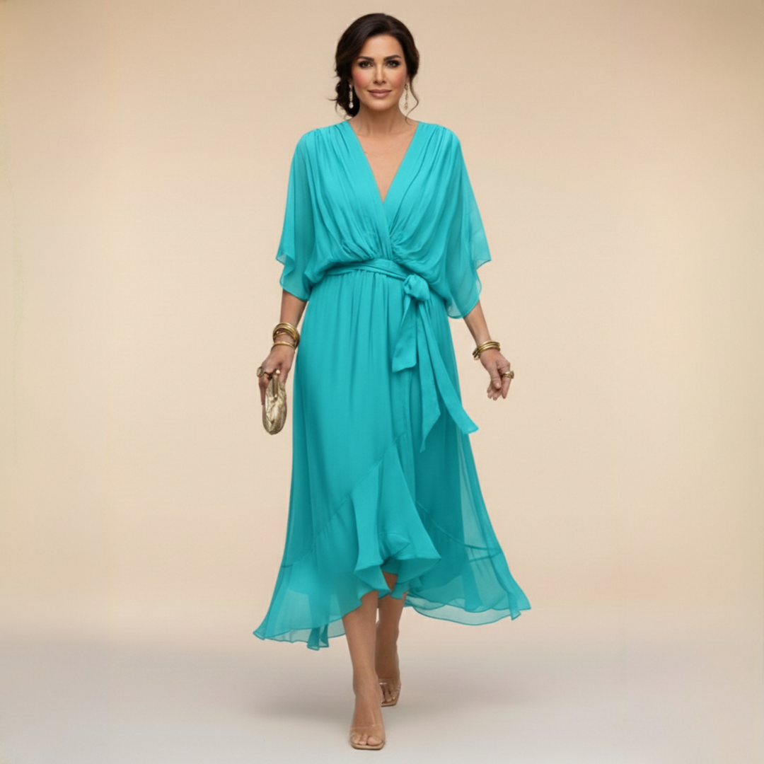 Monica | Vestido de gasa con escote en V