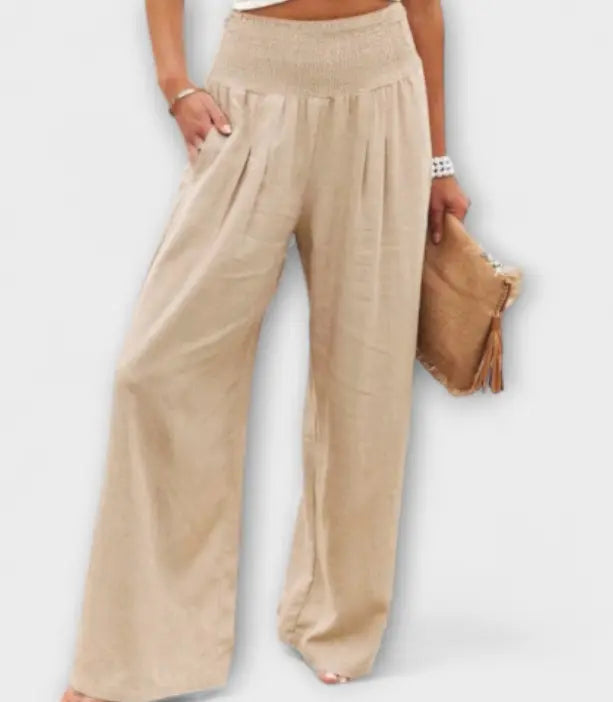 Thearya - Pantalones Casual de Lino Sueltos