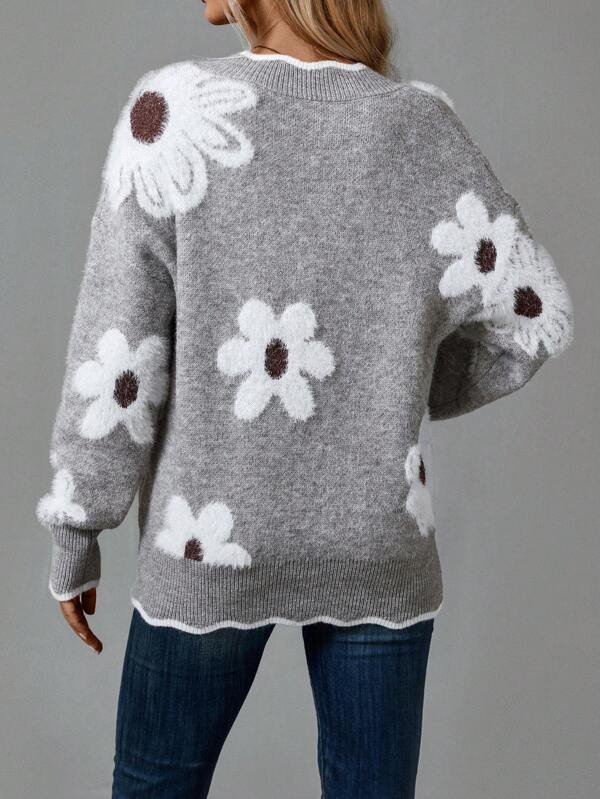 Belinha – Blusa elegante de cuello de pico con estampado floral – imagen 3