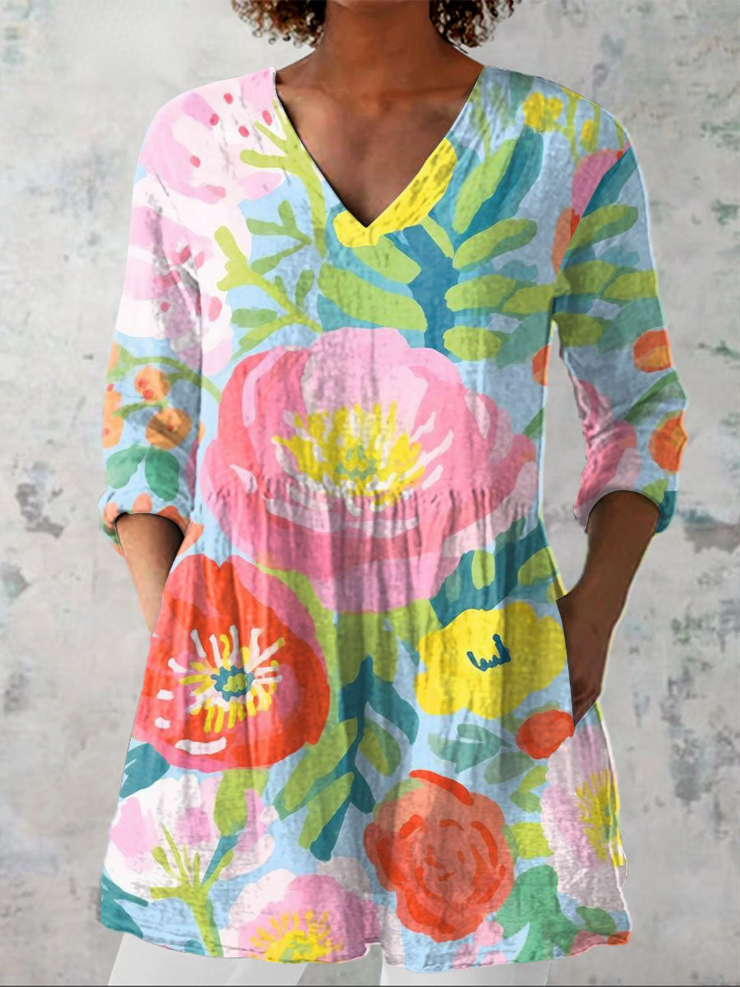 Julieta | Camisa vintage cuello V manga larga