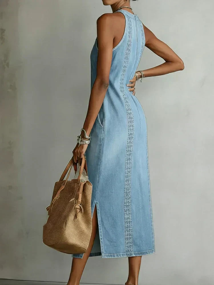 Júlia - Vestido de Denim con Encaje Retro | Tendencia Vaquera