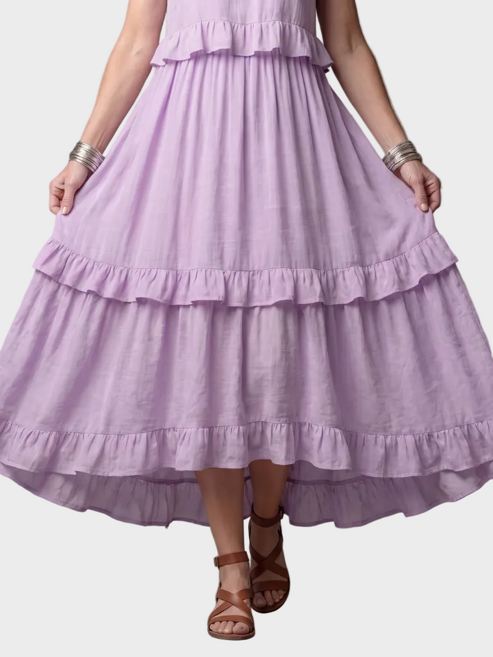 Katia - Vestido Maxi con Halter y Volantes Mujer