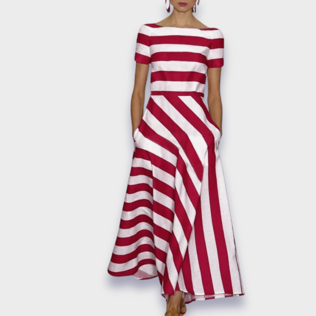 Lúcia - Vestido maxi a rayas hecho a mano