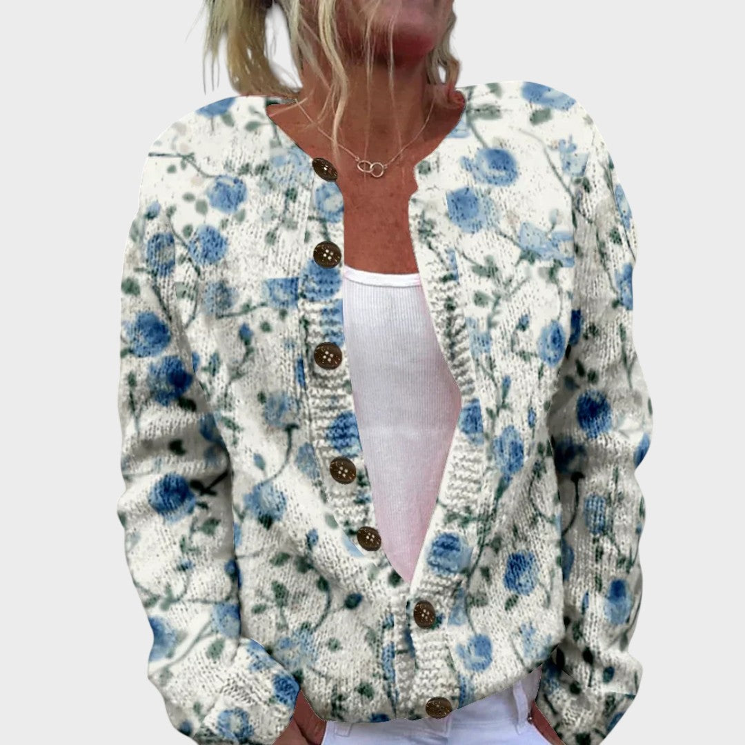 Patrícia – Cárdigan floral de otoño