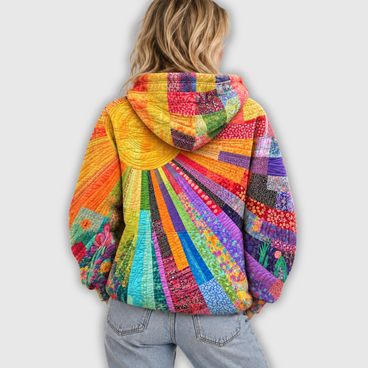 Clara | Sudadera con capucha y estampado patchwork de sol