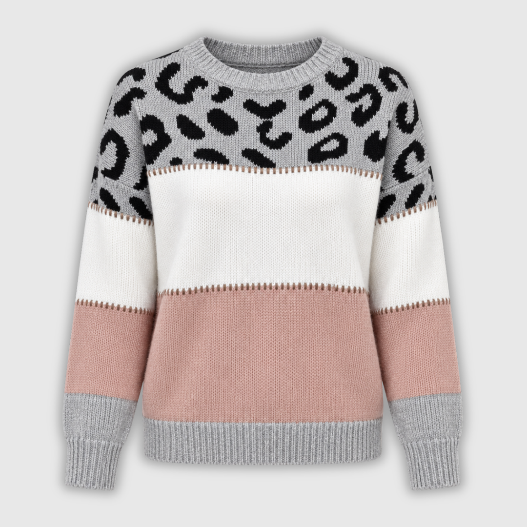 Dorothy | Jersey color block con estampado de leopardo
