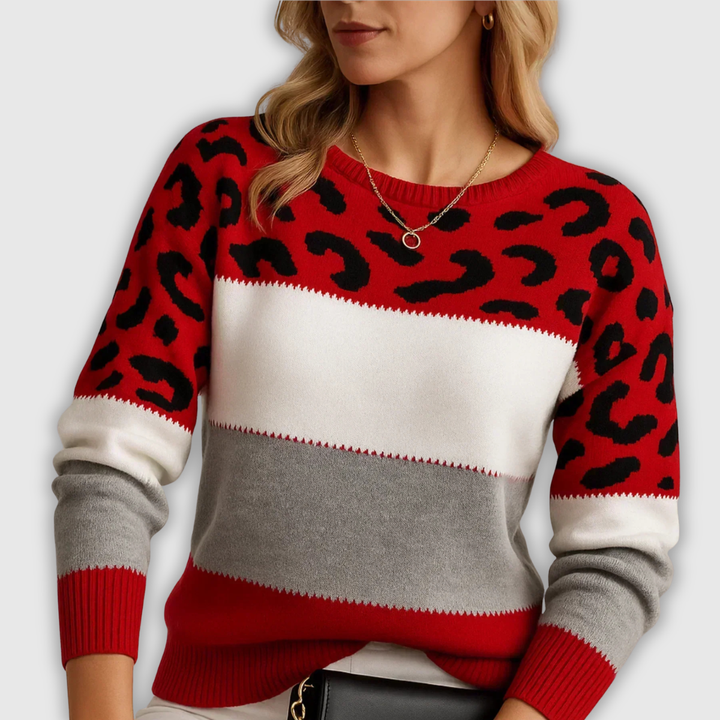 Dorothy | Jersey color block con estampado de leopardo