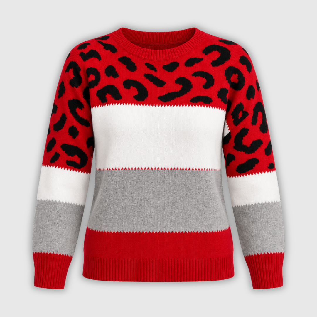 Dorothy | Jersey color block con estampado de leopardo