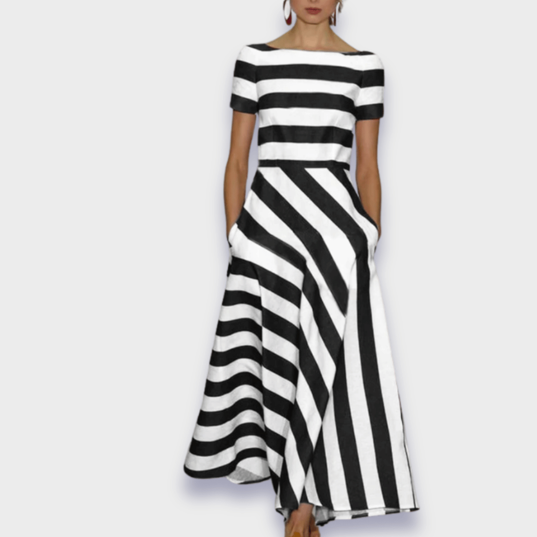 Lúcia - Vestido maxi a rayas hecho a mano