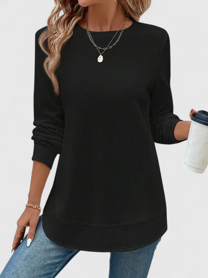 Céline | Elegante Top de Cuello Redondo con Mangas Largas