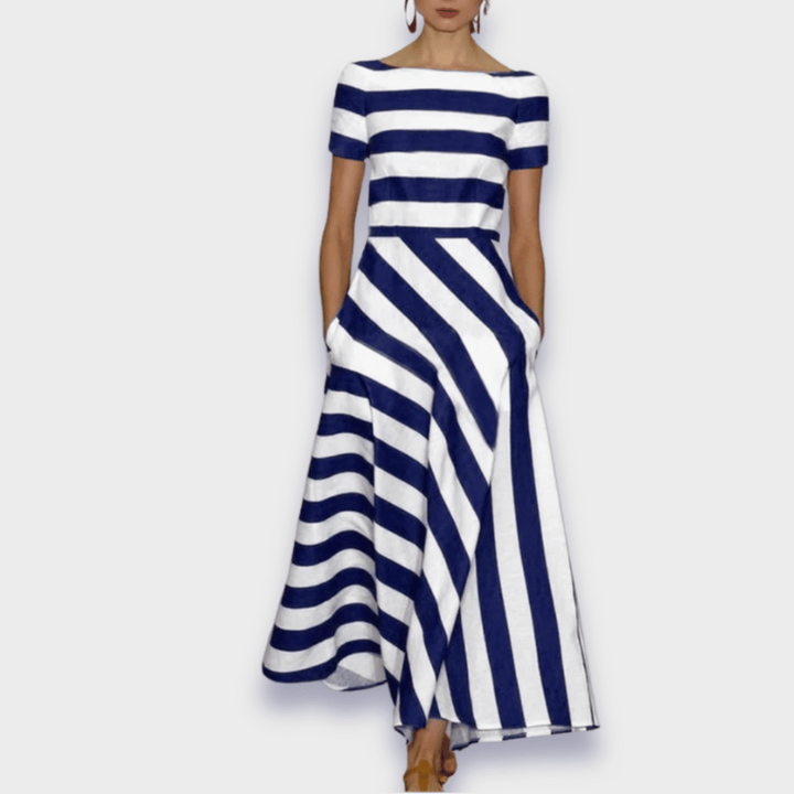 Lúcia - Vestido maxi a rayas hecho a mano
