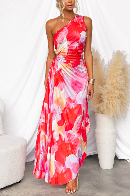 Yanira | Vestido Plisado con Un Solo Hombro