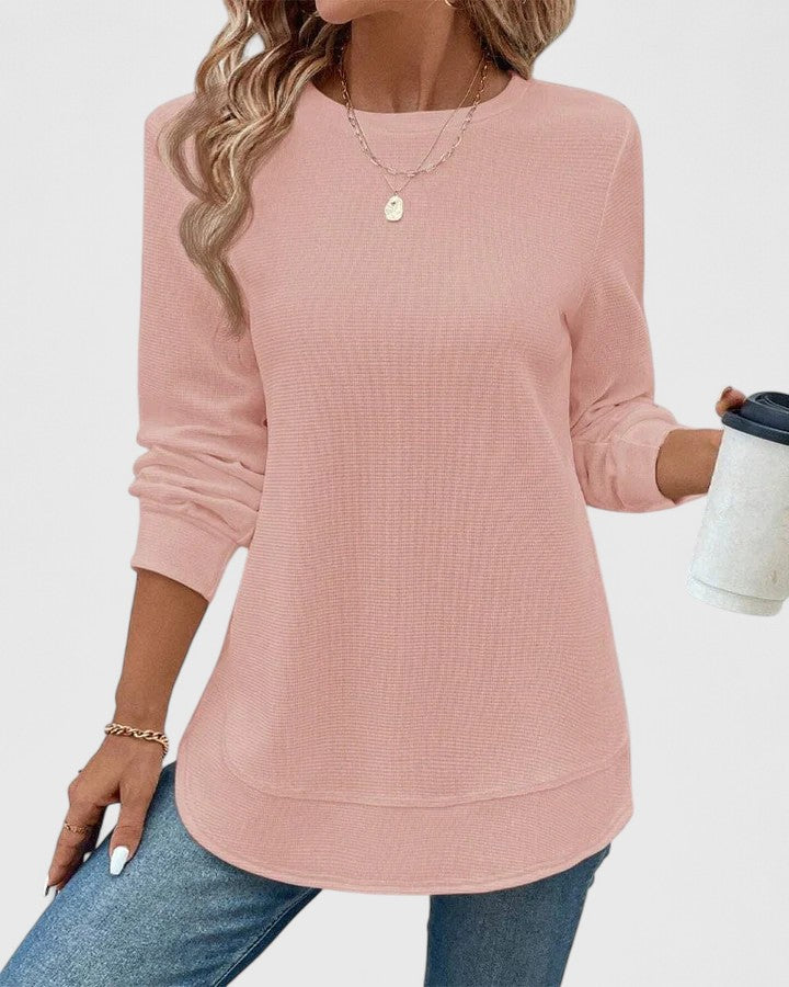 Céline | Elegante Top de Cuello Redondo con Mangas Largas