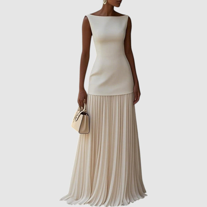 Eliška - Vestido maxi sin mangas con diseño plisado Mujer