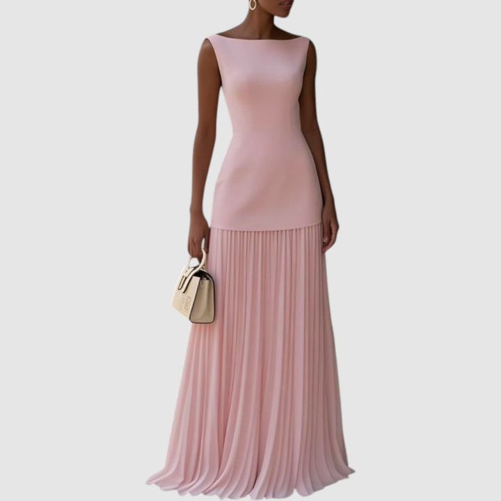 Eliška - Vestido maxi sin mangas con diseño plisado Mujer