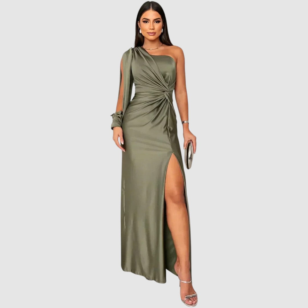 Meda - Elegante vestido maxi de un solo hombro Mujer