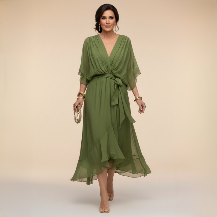 Monica | Vestido de gasa con escote en V
