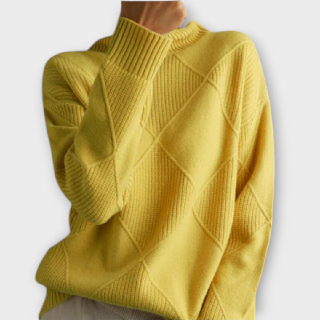 Melanie - Suéter de cuello alto amarillo y cómodo