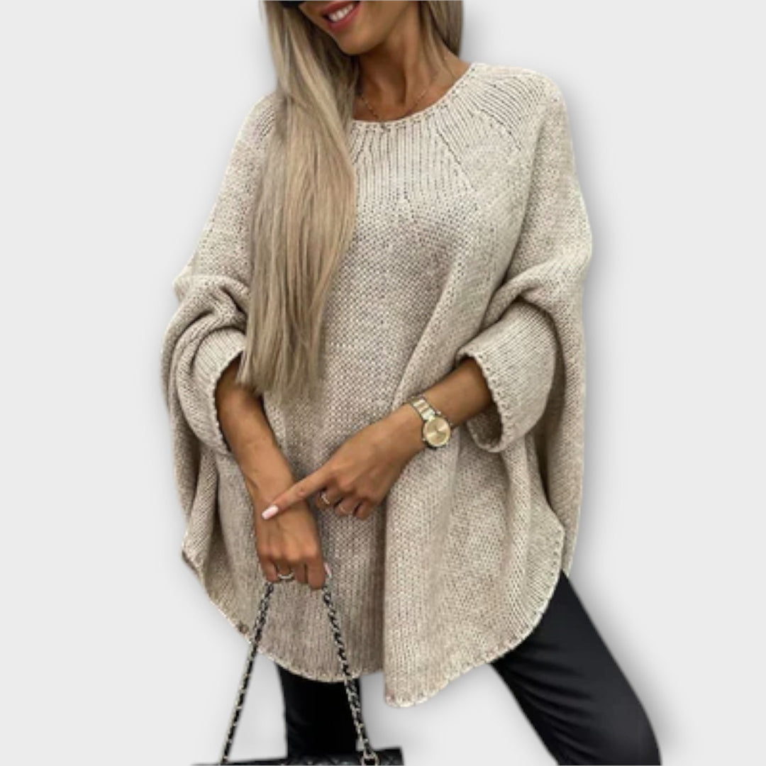 Isabelle - Suéter beige para mujeres con cuello redondo