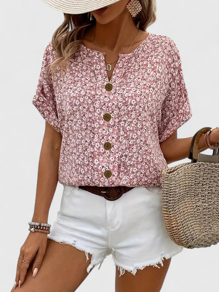 Coralie | Top Floral Elegante de Verano