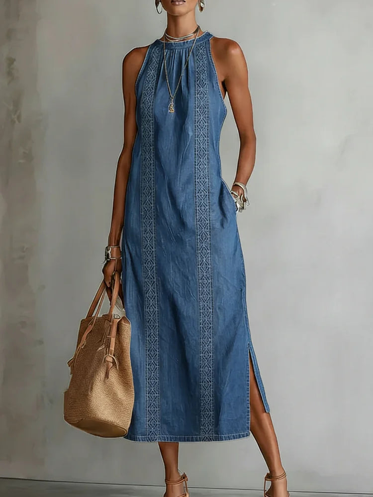 Júlia - Vestido de Denim con Encaje Retro | Tendencia Vaquera