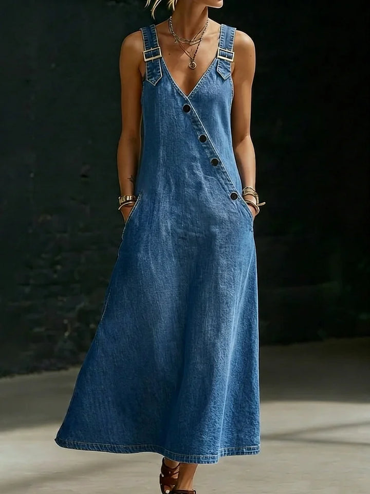 Anaïs - Vestido Largo de Denim con Botones | Básico Imprescindible