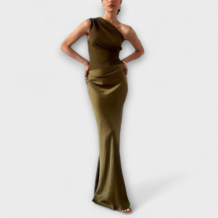 Elegante vestido maxi de un solo hombro Mujer