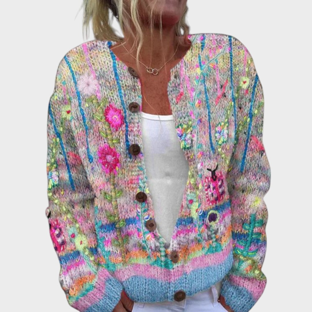 Teresa – Cárdigan floral de otoño