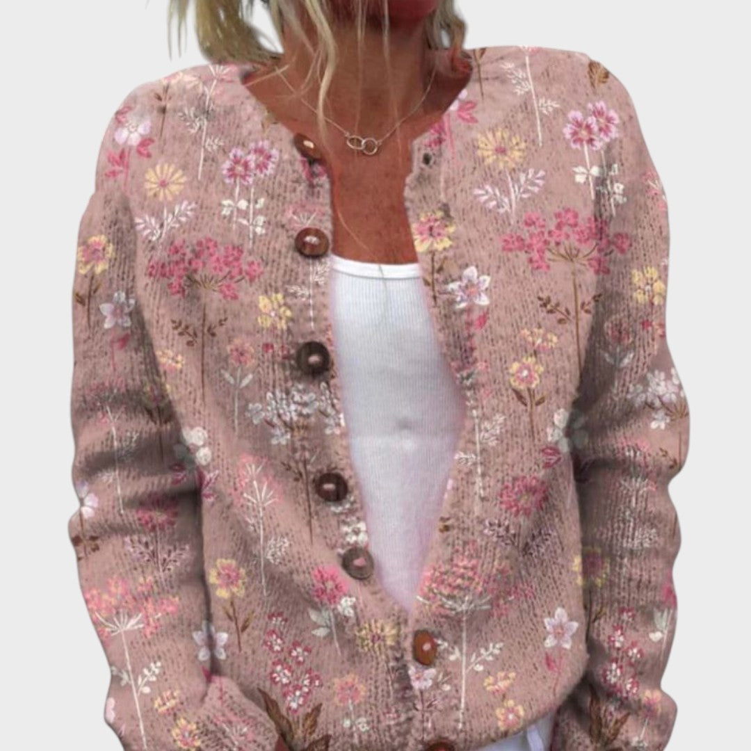 Raquel – Cárdigan floral de otoño