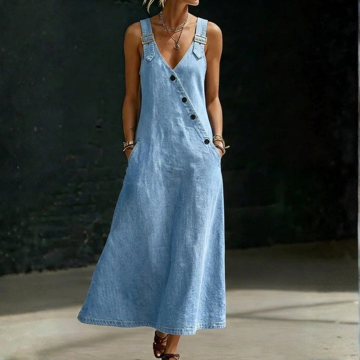 Anaïs - Vestido Largo de Denim con Botones | Básico Imprescindible