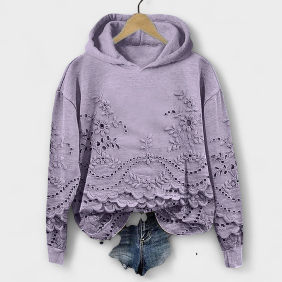 Grace - Sudadera Vintage Lila con Estampado Floral
