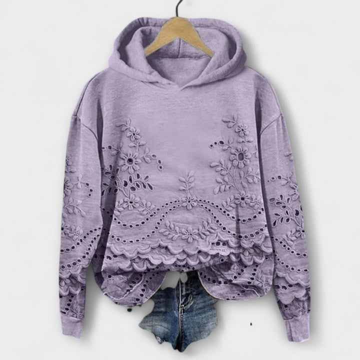 Grace - Sudadera Vintage Lila con Estampado Floral