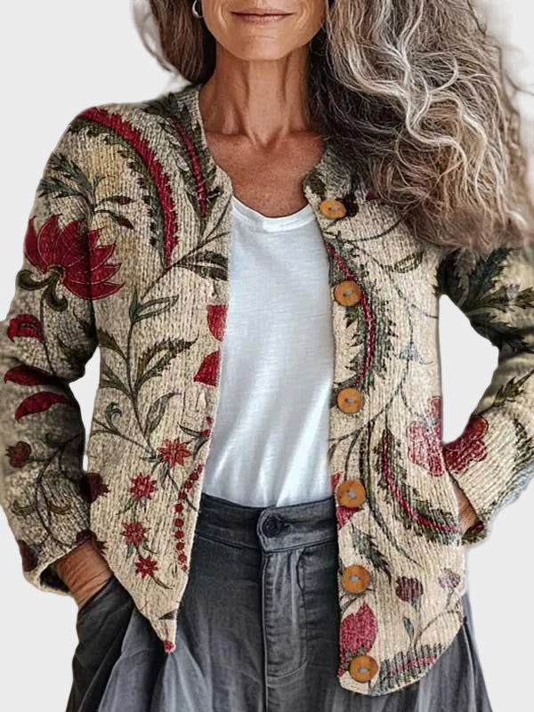 Pearla™ - Cárdigan con motivo floral inspirado en la naturaleza