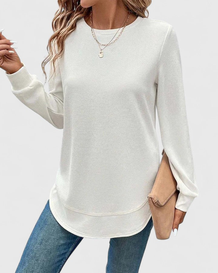 Céline | Elegante Top de Cuello Redondo con Mangas Largas