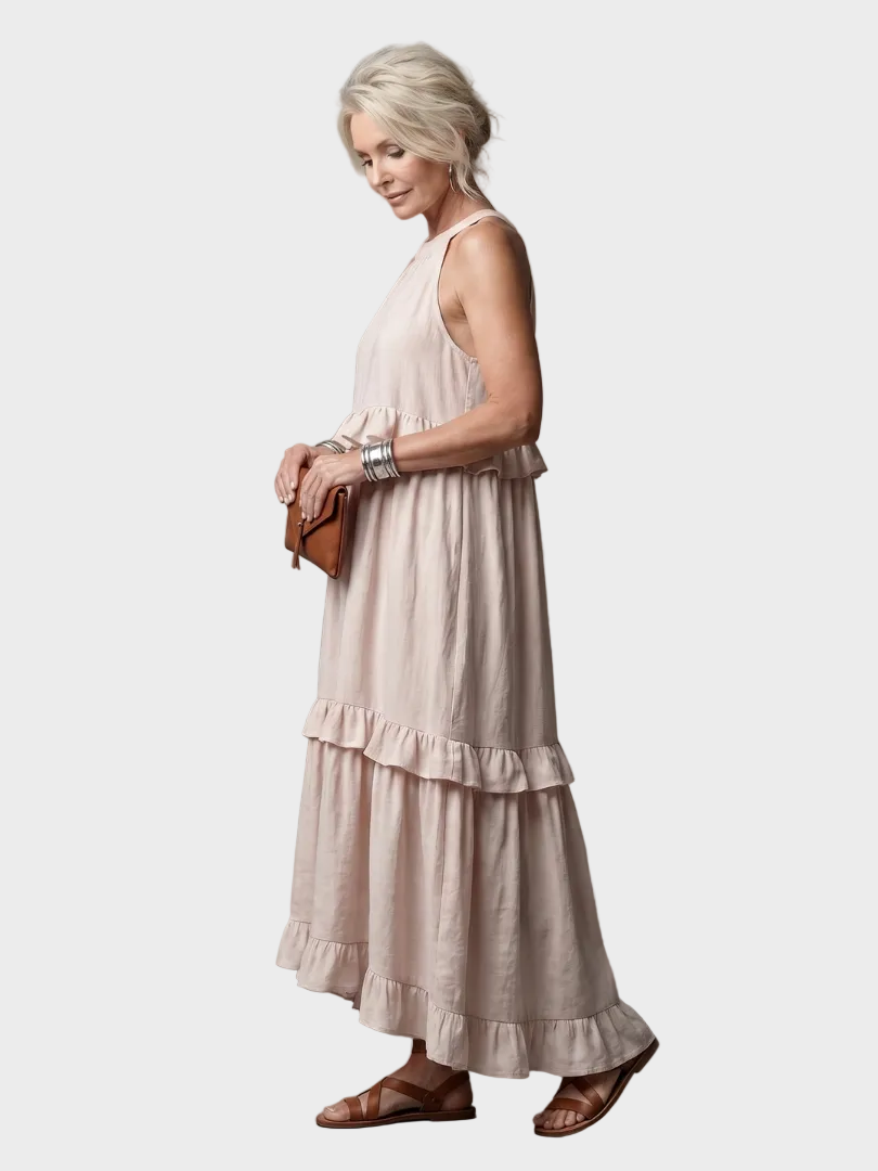 Katia - Vestido Maxi con Halter y Volantes Mujer