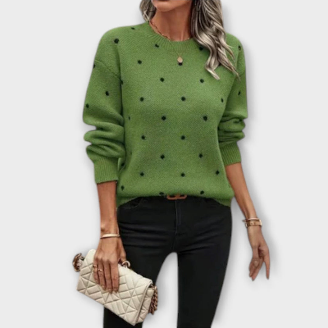 Ava - Suéter beige con estampado de lunares