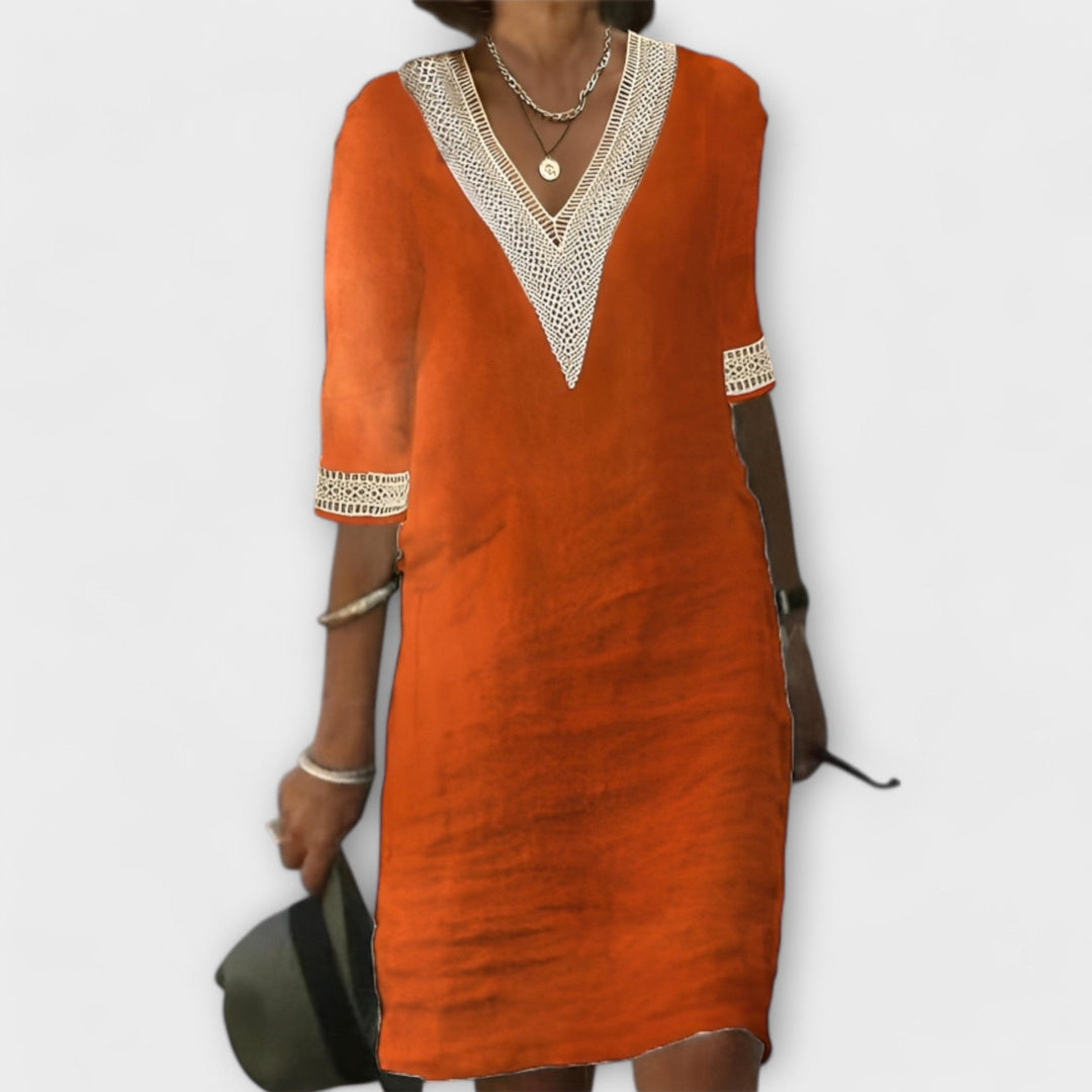 Mariana - Vestido femenino de algodón y lino
