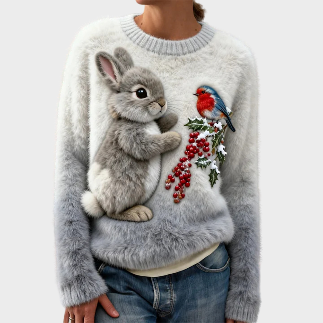 Lucy – Jersey de pelo suave con conejo navideño – imagen 7