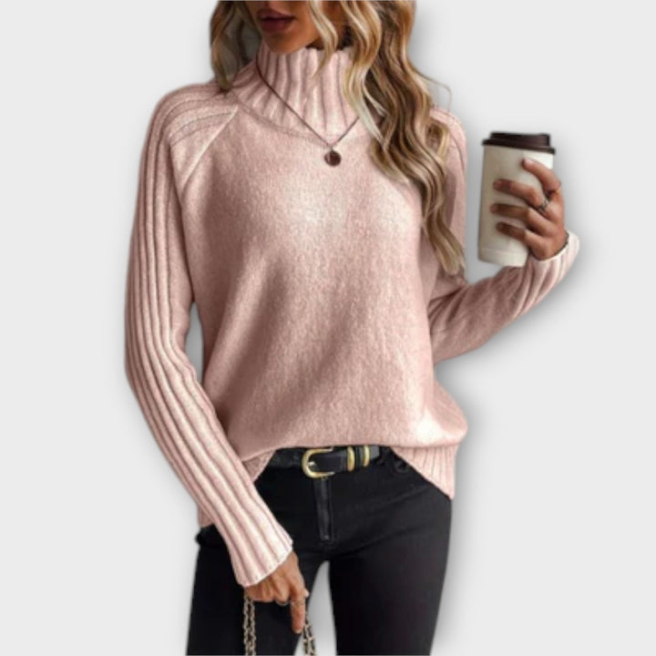 Hannah - Suéter elegante blanco con cuello alto