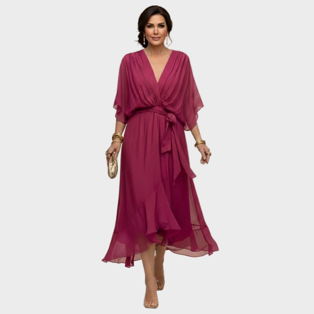 Monica Chiffon - Vestido con escote en forma de V Mujer