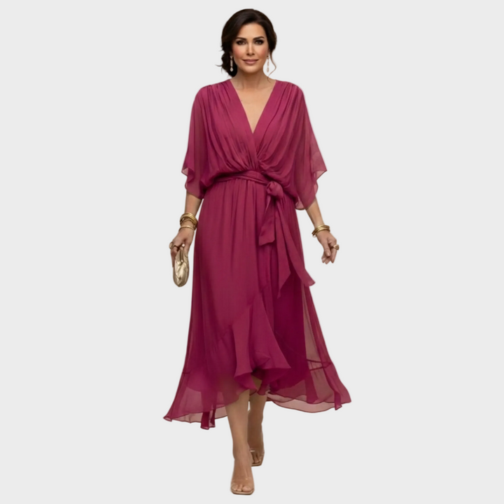 Monica Chiffon - Vestido con escote en forma de V Mujer