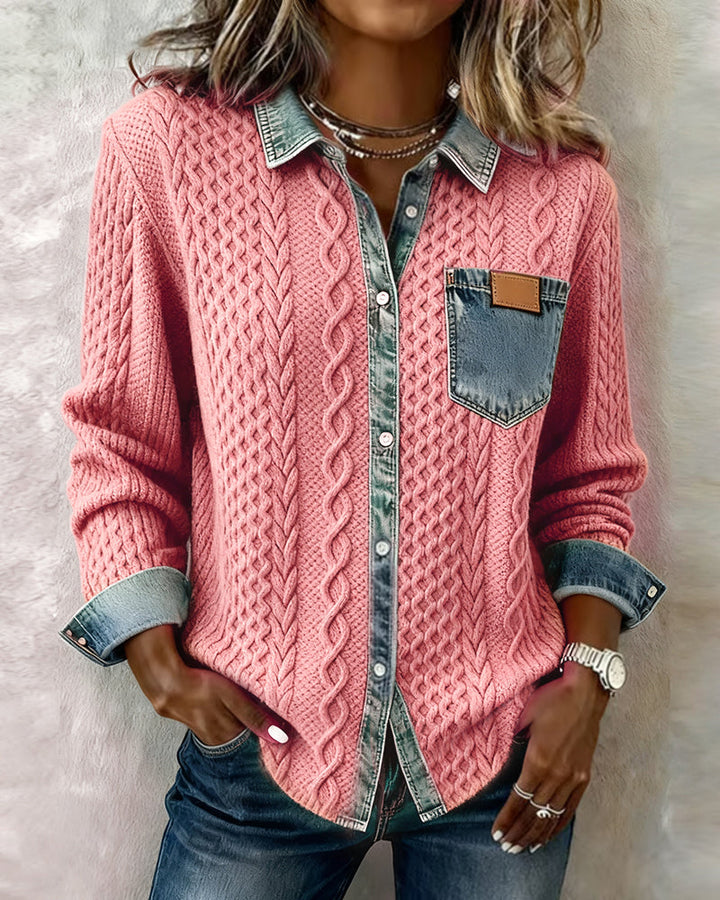 Juliane - Jersey de punto con detalles denim