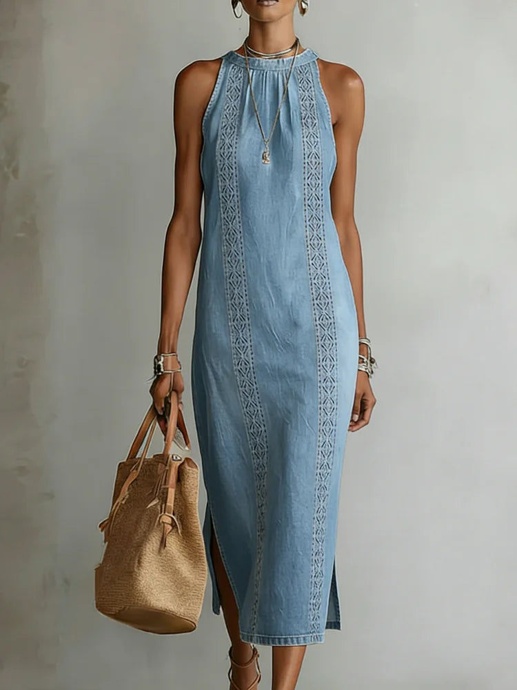 Júlia - Vestido de Denim con Encaje Retro | Tendencia Vaquera