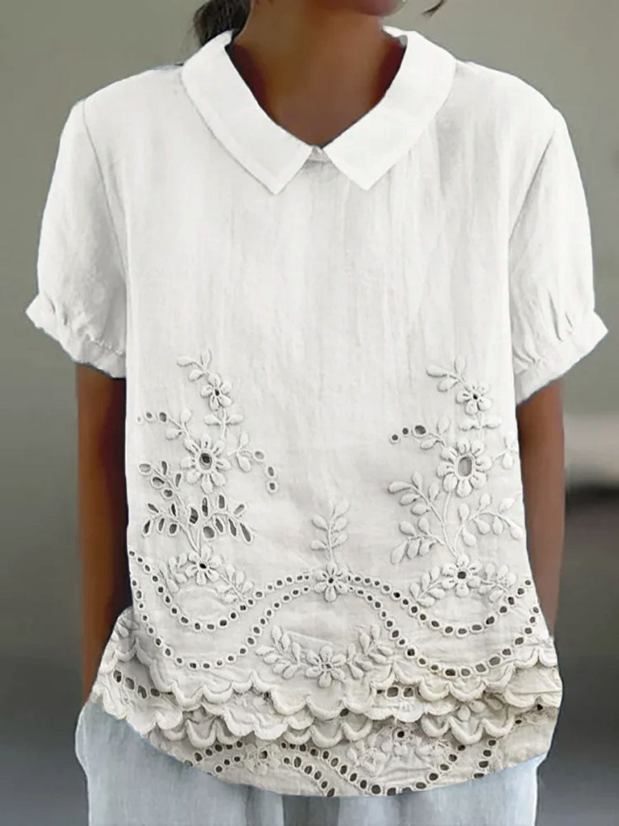 Emese | Camisa Bordada con Estampado de Flores