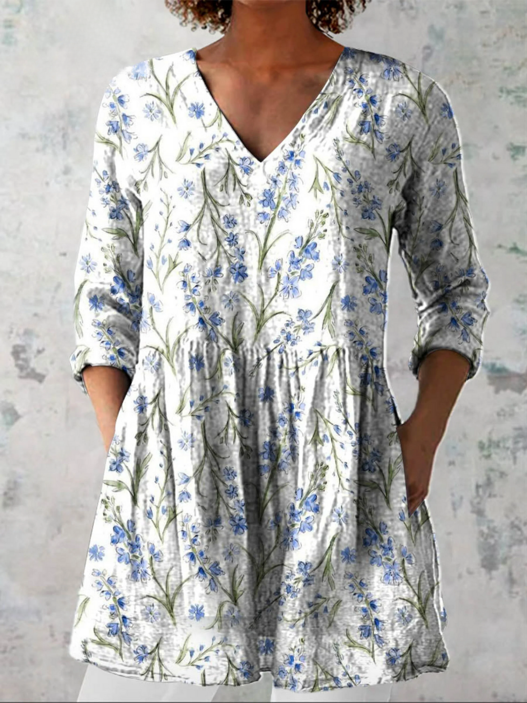 Cara | Camisa vintage cuello V manga larga