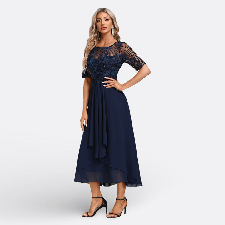 Mariana - Vestido de Encaje con Manga Corta Mujer