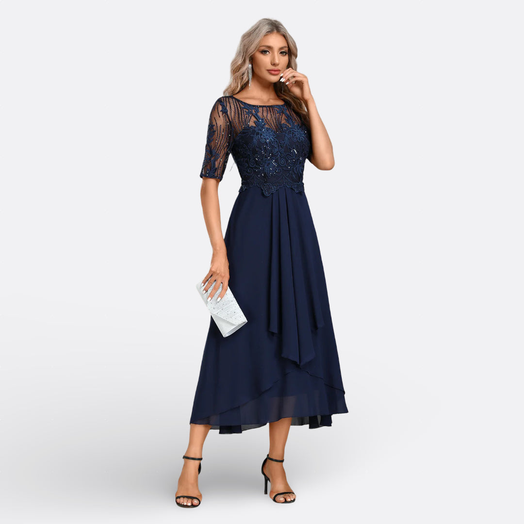 Mariana - Vestido de Encaje con Manga Corta Mujer