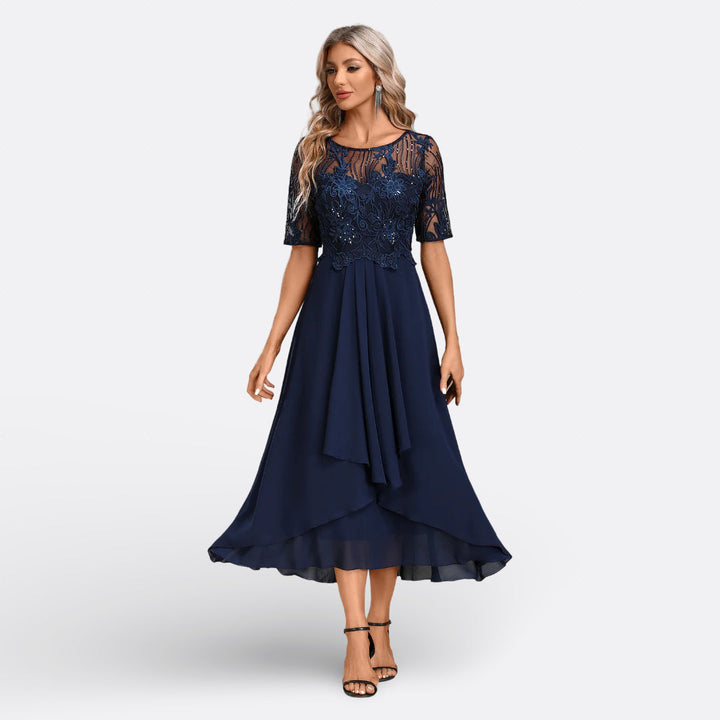 Mariana - Vestido de Encaje con Manga Corta Mujer