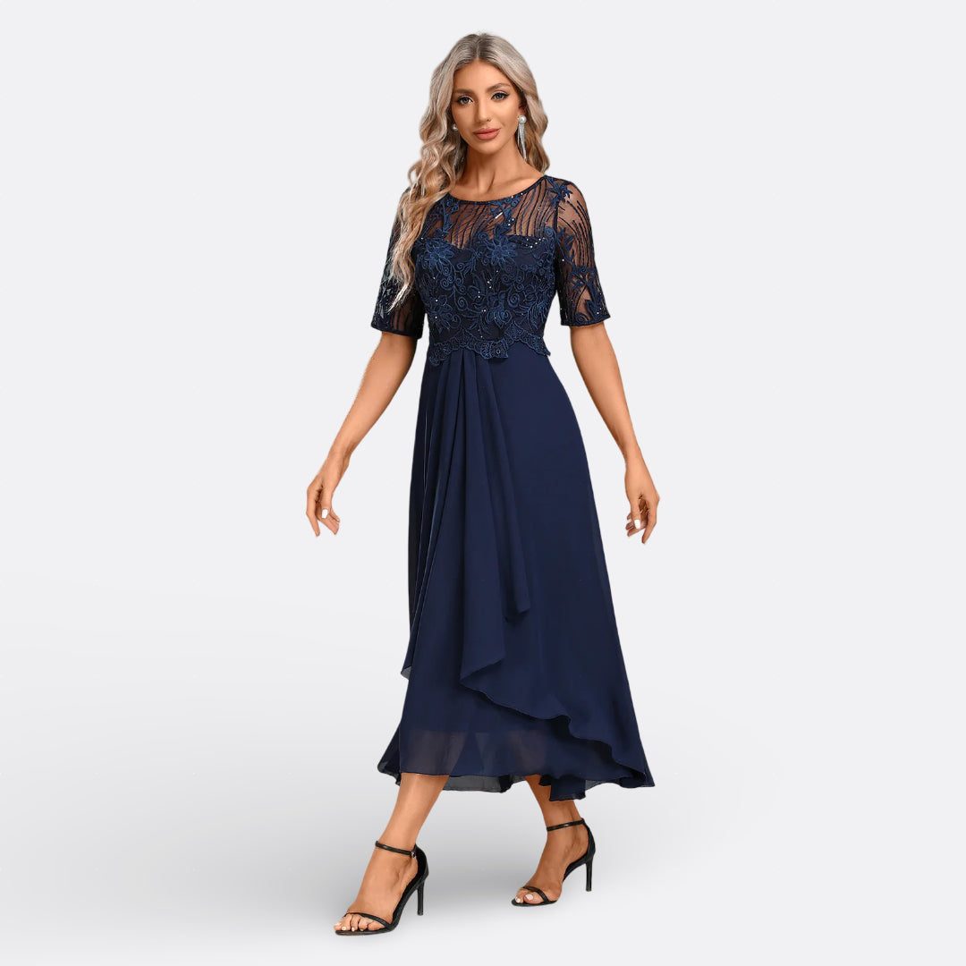 Mariana - Vestido de Encaje con Manga Corta Mujer
